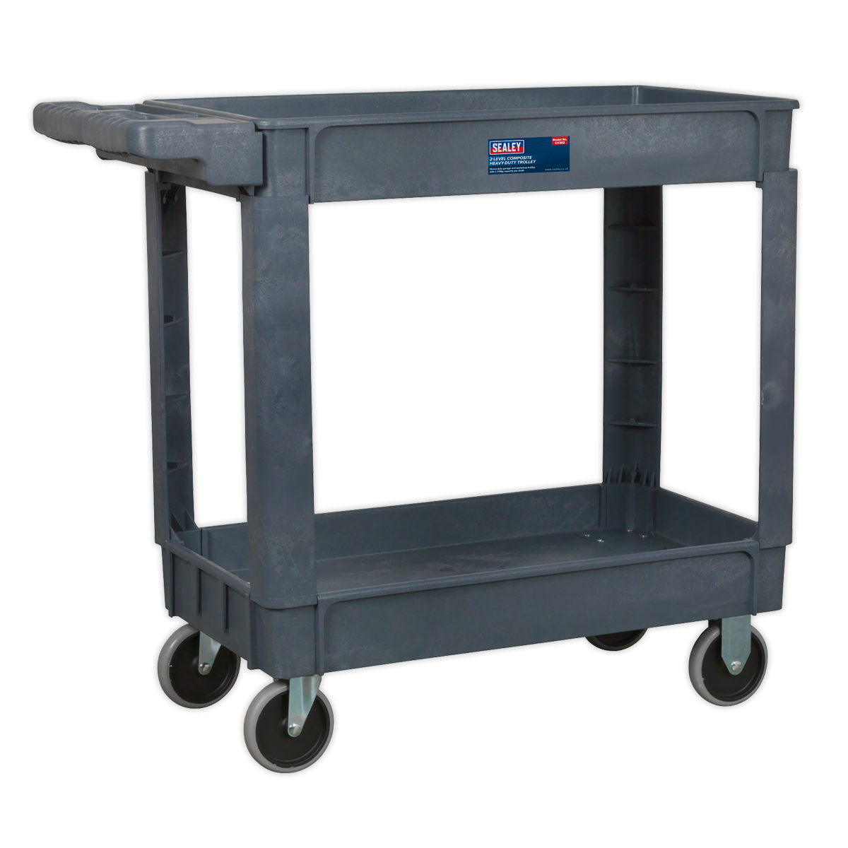 Sealey 2-Level Composite Heavy Duty Trolley With Four Large Rubber Wheels CX202