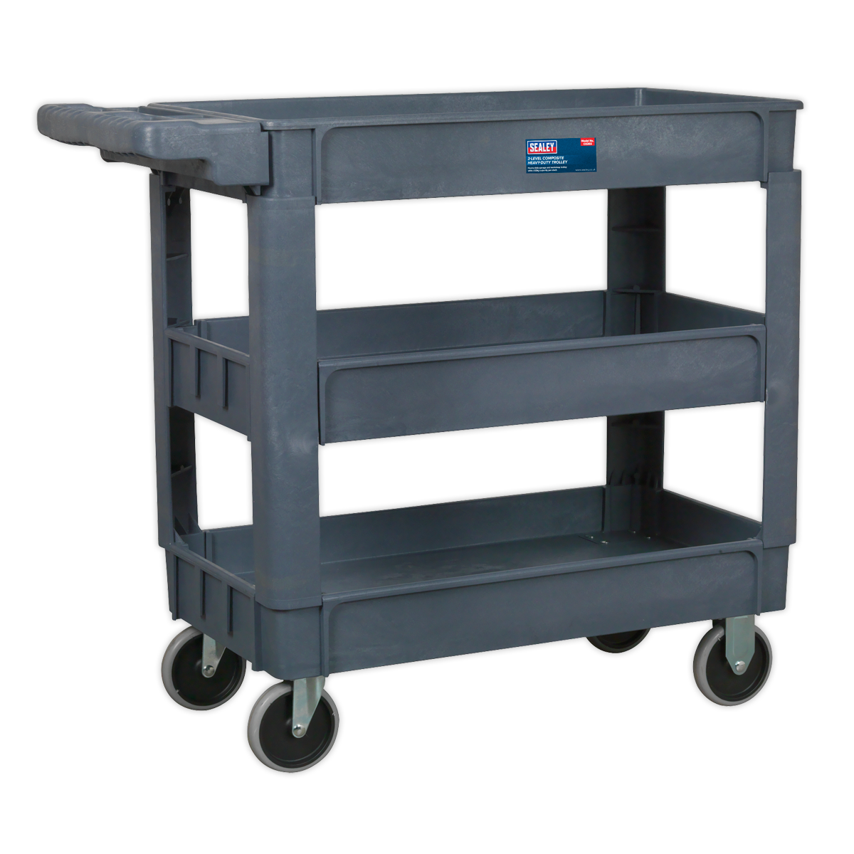 Sealey 3-Level Composite Heavy Duty Trolley With Four Large Rubber Wheels CX203