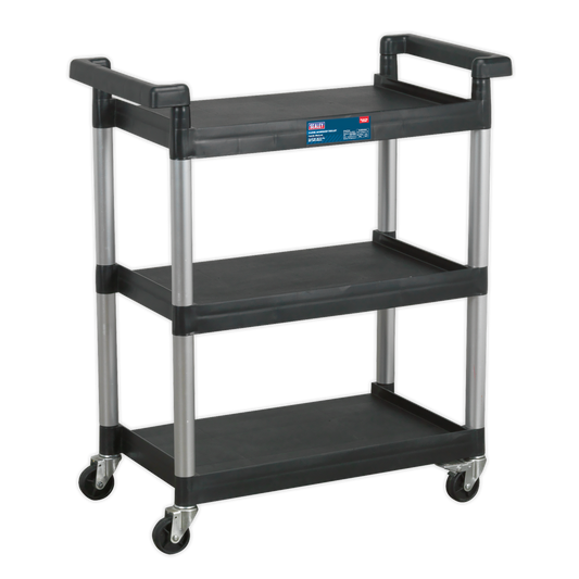 Sealey 3-Level Workshop Trolley With 30kg Capacity Per Shelf Black/Silver CX308