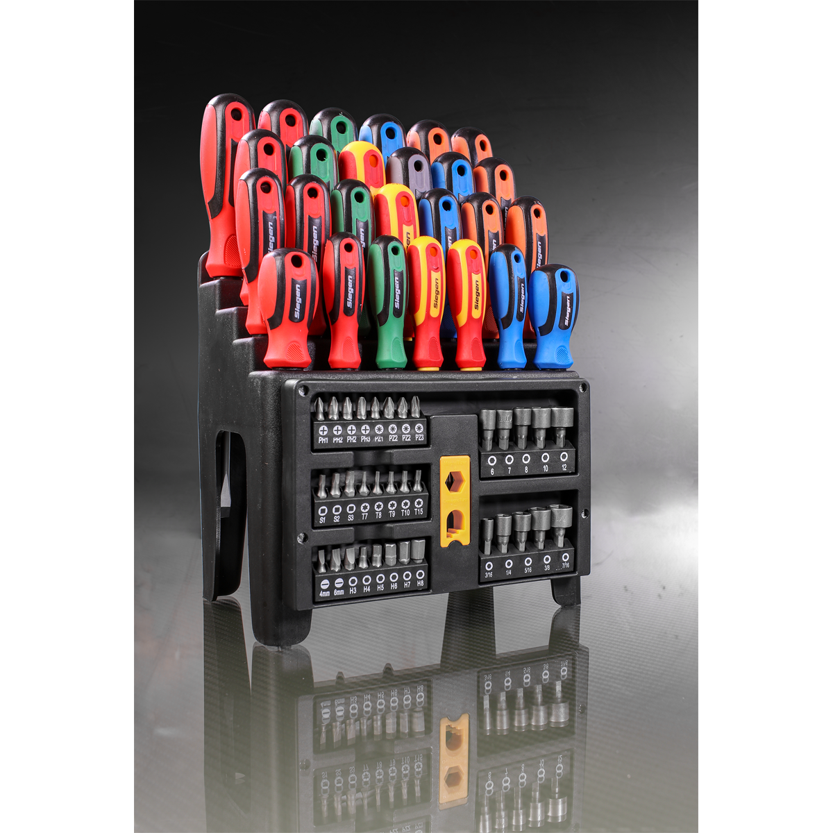 Sealey Screwdriver Bit & Nut Driver Set With Colour-Coding 61 Pieces S01152