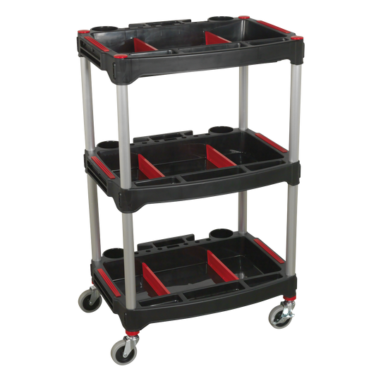 Sealey Workshop Trolley 3-Level Composite With Parts Storage Capacity 90kg CX313
