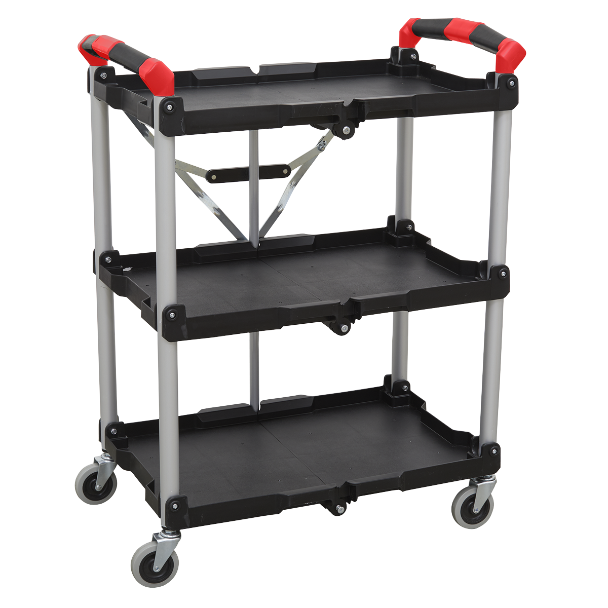 Sealey Folding Workshop Trolley Storage 3 Levels 25kg Capacity/Shelf CX314