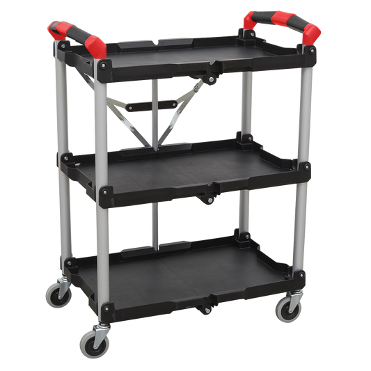Sealey Folding Workshop Trolley Storage 3 Levels 25kg Capacity/Shelf CX314