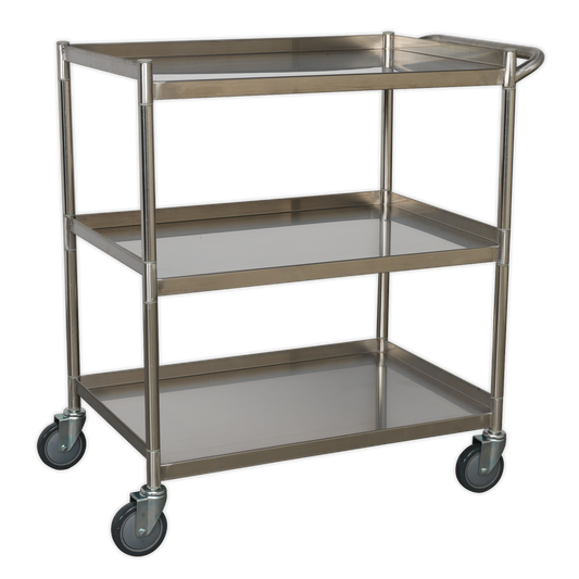 Sealey Workshop Trolley 3-Level Stainless Steel With Side Handle CX410SS