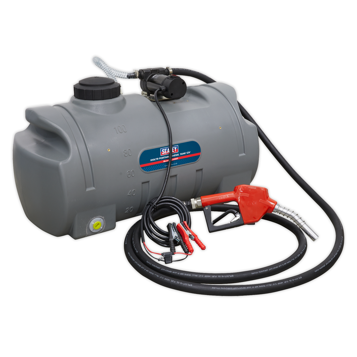 Sealey Portable Diesel Tank 100 Litres 12V Electric Pump 4m Delivery Hose D100T