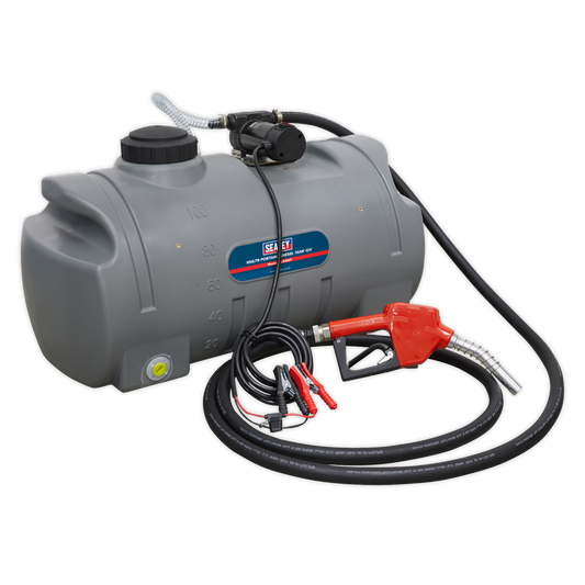 Sealey Portable Diesel Tank 100 Litres 12V Electric Pump 4m Delivery Hose D100T