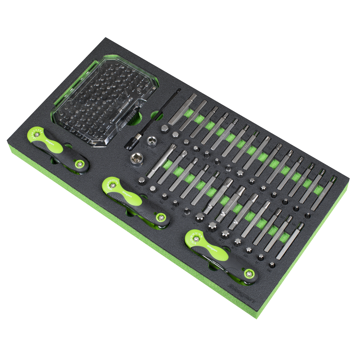 Sealey Siegen Specialised Bit Set & Folding Hex Keys With Tool Tray 170pc S01275