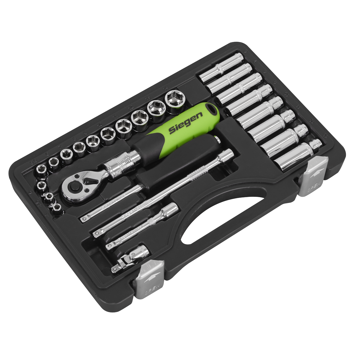 Sealey Socket Set Extending Ratchet 1/4" Drive Chrome Vanadium 26 Piece S01286