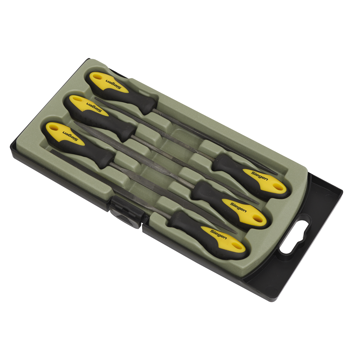 Sealey 100mm Needle File Set With Comfort Soft Grip Handles 6 Pieces S0628