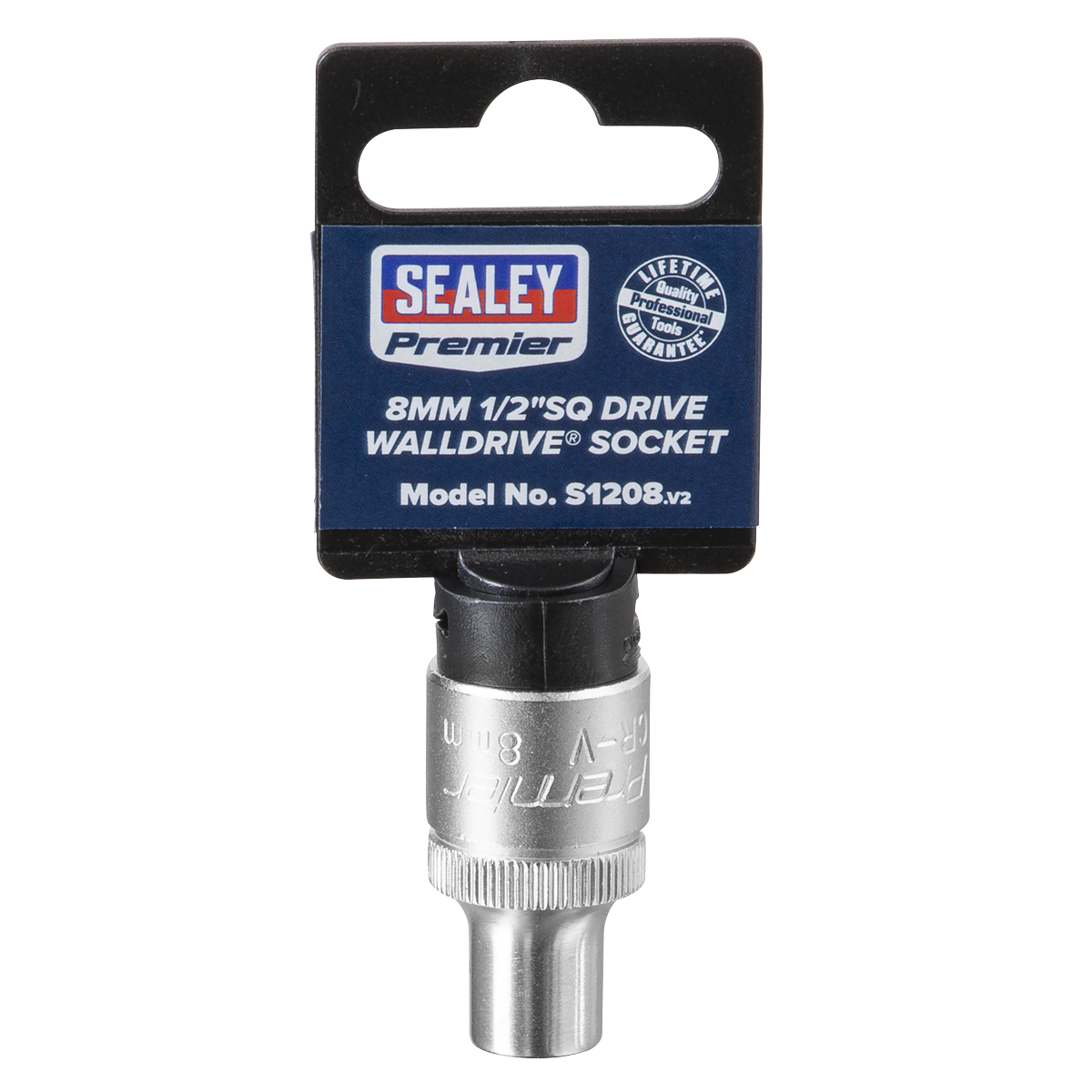Sealey WallDrive Socket Tool 8mm 1/2" Square Drive Chrome Vanadium Steel S1208