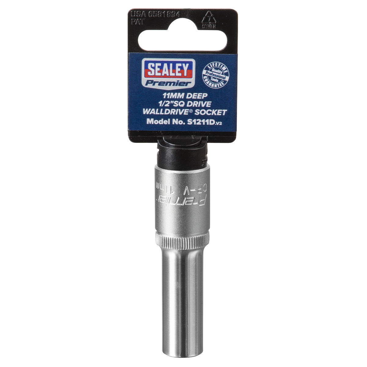Sealey WallDrive Socket 11mm Deep 1/2" Square Drive Chrome Vanadium Steel S1211D