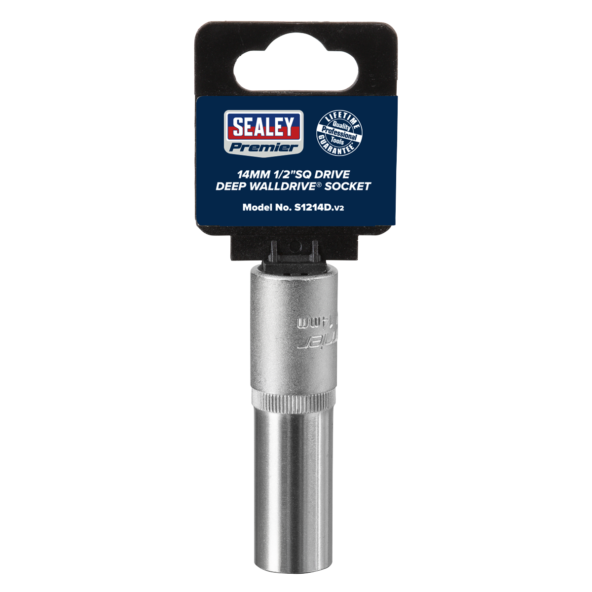 Sealey WallDrive Socket 14mm Deep 1/2" Square Drive Chrome Vanadium Steel S1214D
