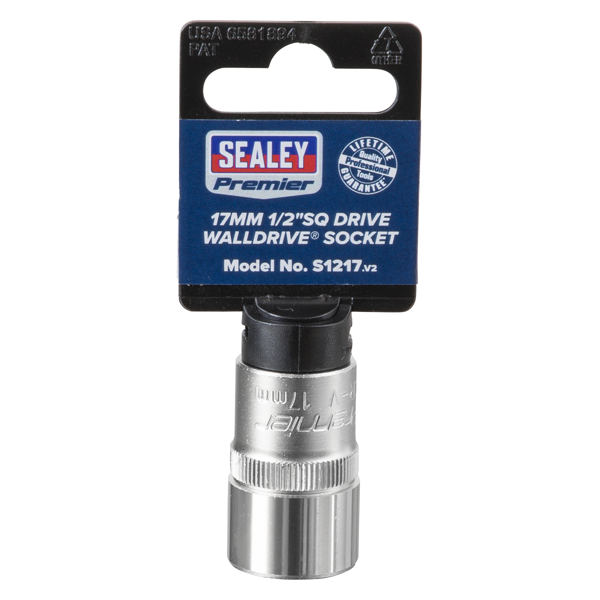 Sealey WallDrive Socket Tool 17mm 1/2" Square Drive Chrome Vanadium Steel S1217