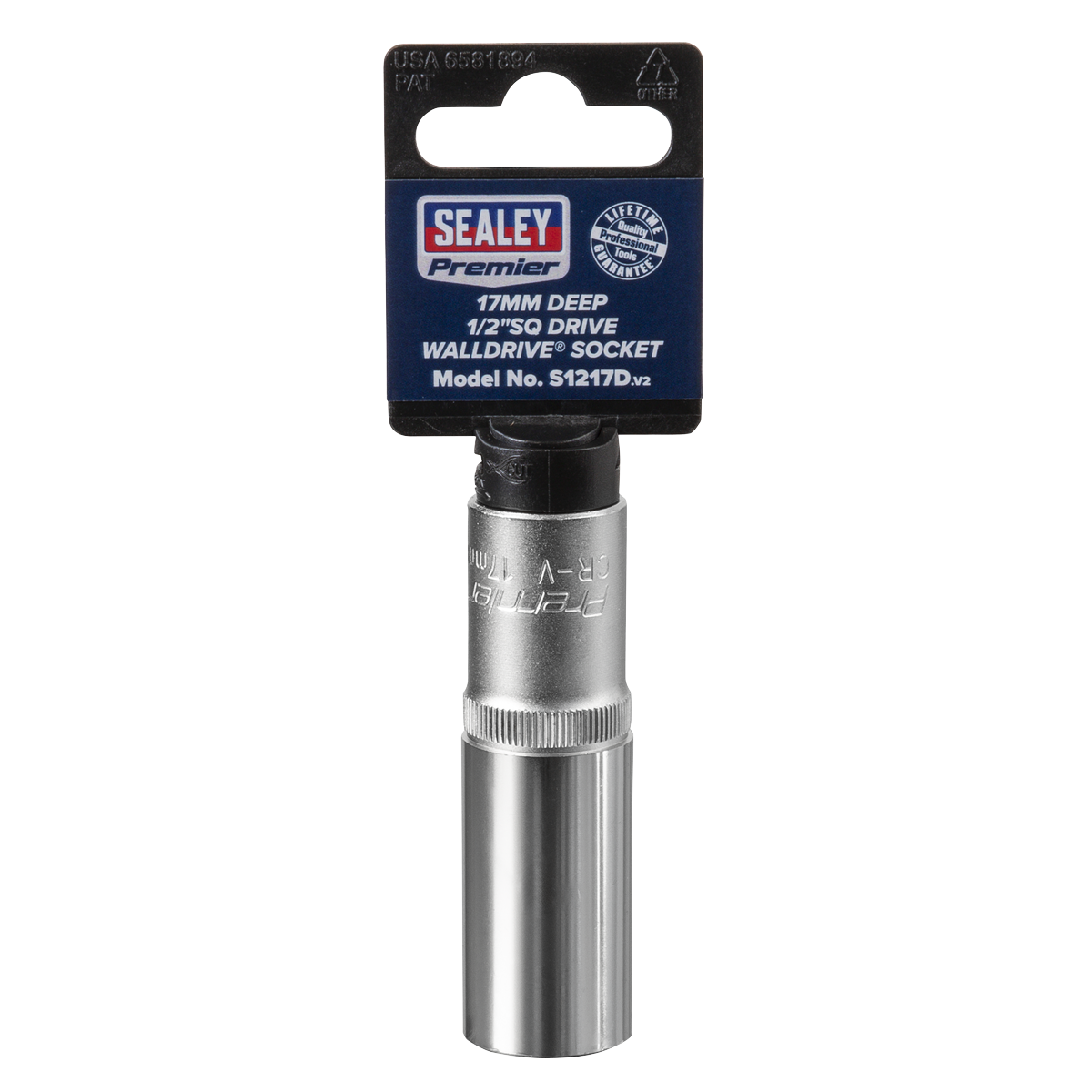 Sealey WallDrive Socket 17mm Deep 1/2" Square Drive Chrome Vanadium Steel S1217D