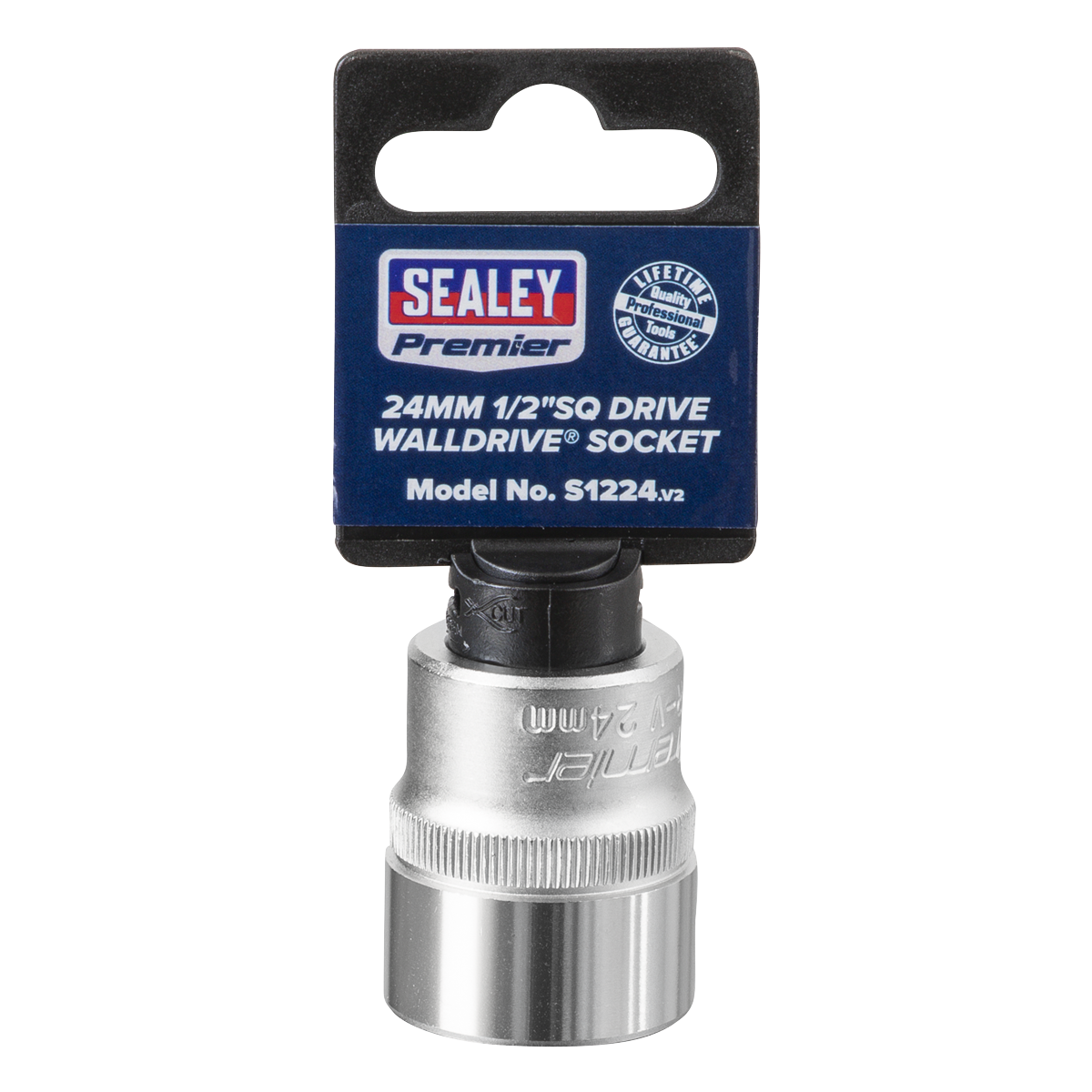 Sealey WallDrive Socket Tool 24mm 1/2" Square Drive Chrome Vanadium Steel S1224