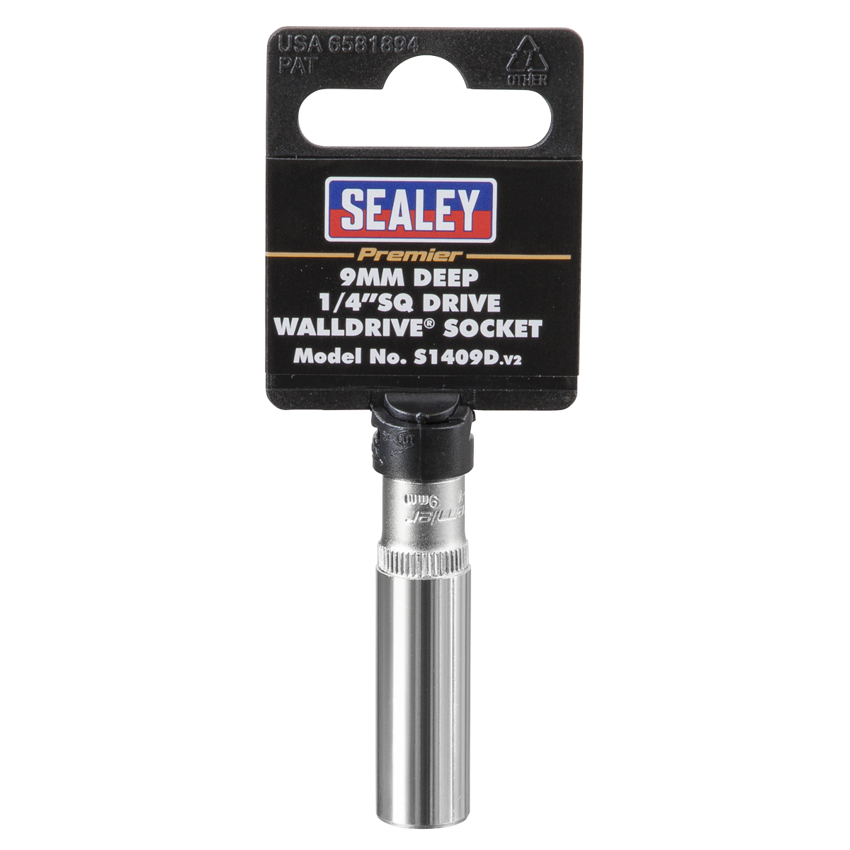 Sealey WallDrive Socket 9mm Deep 1/4" Square Drive Chrome Vanadium Steel S1409D