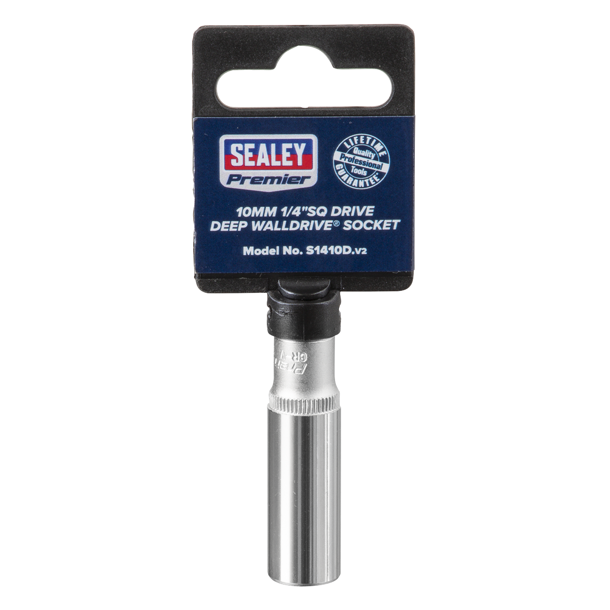 Sealey WallDrive Socket 10mm Deep 1/4" Square Drive Chrome Vanadium Steel S1410D