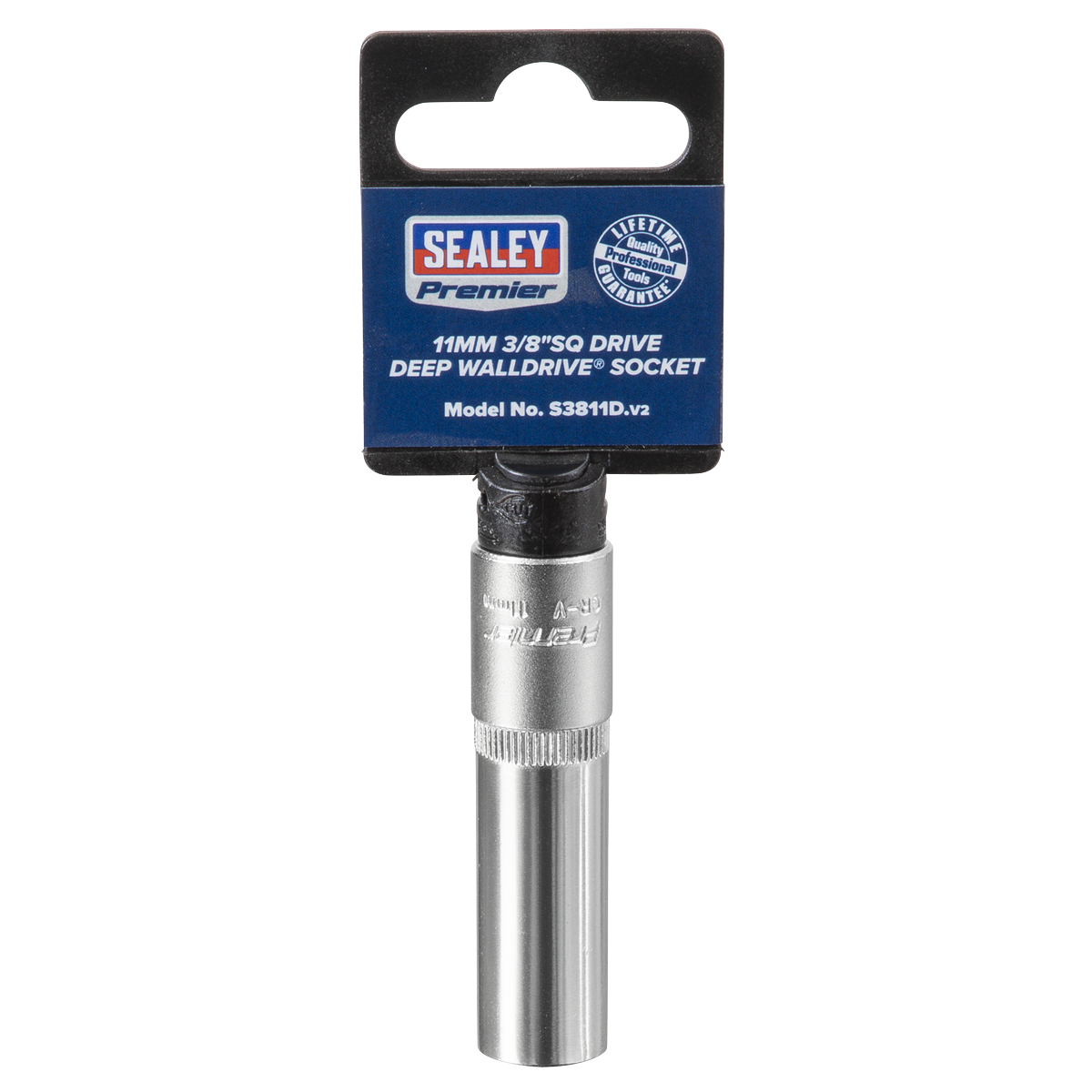 Sealey WallDrive Socket 11mm Deep 3/8" Square Drive Chrome Vanadium Steel S3811D