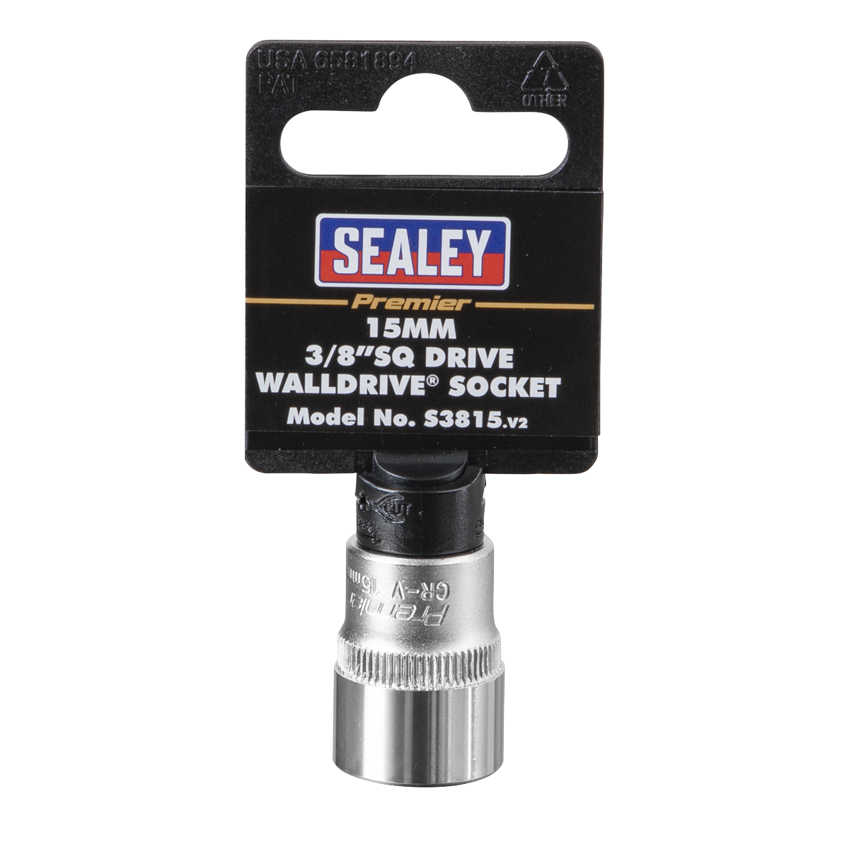 Sealey 3/8" Square Drive 15mm WallDrive Socket Tool Chrome Vanadium Steel S3815