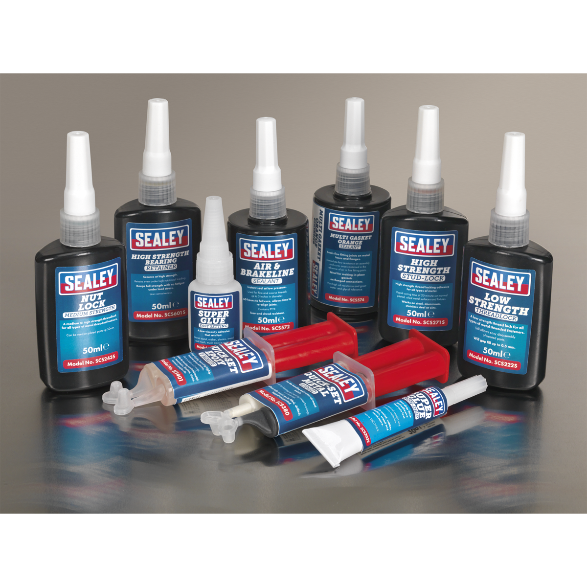 Sealey Adhesive & Sealant Kit With Thread Nut & Stud Lock 10 Pieces SCSKIT1