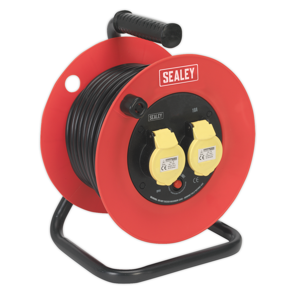 Sealey Cable Reel Extension 25M 2x 110V 1.5mm² Heavy Duty Thermal Trip CR12515