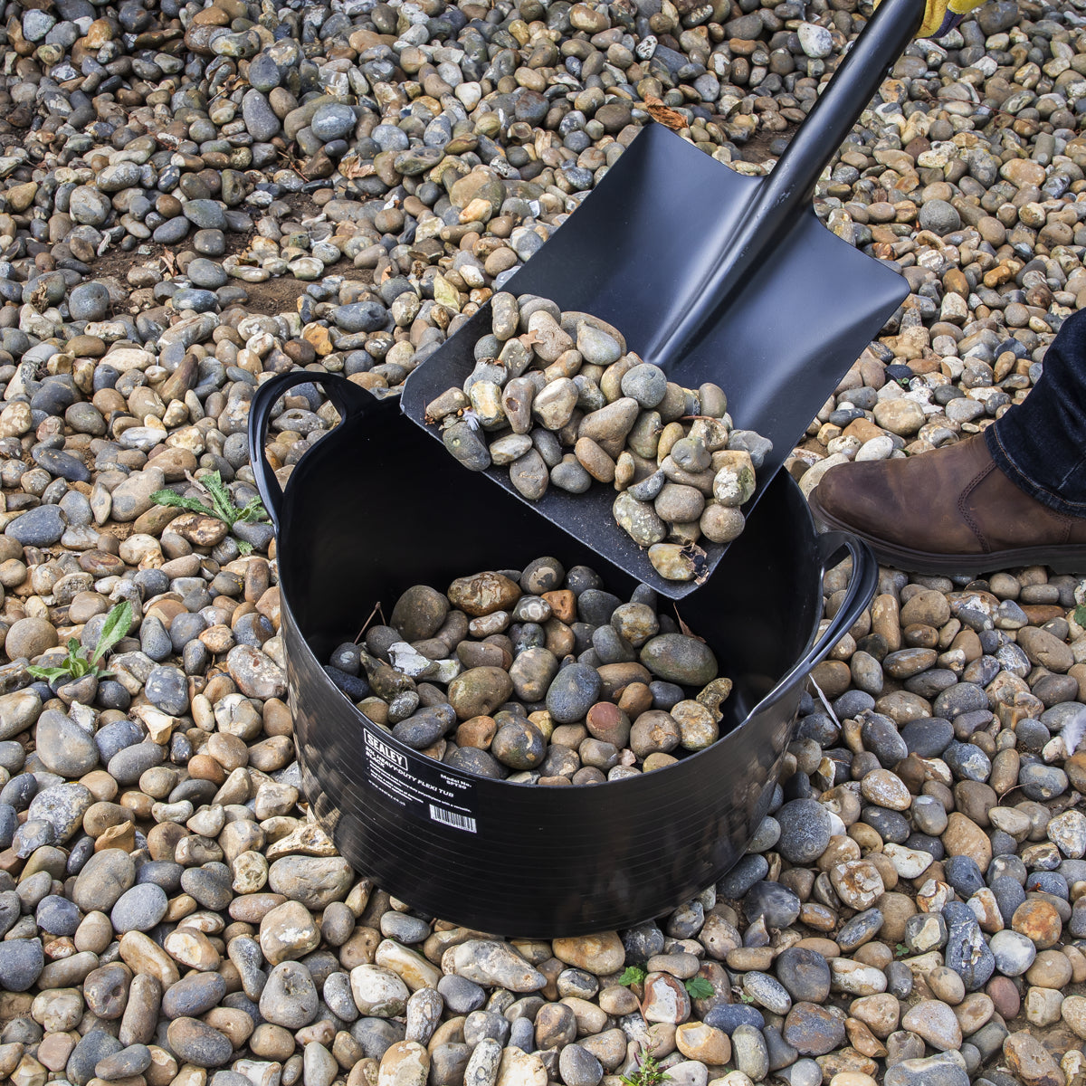 Sealey 30L Heavy Duty Flexi Tub Bucket 30 Litre Black Plastic Handle SFT30