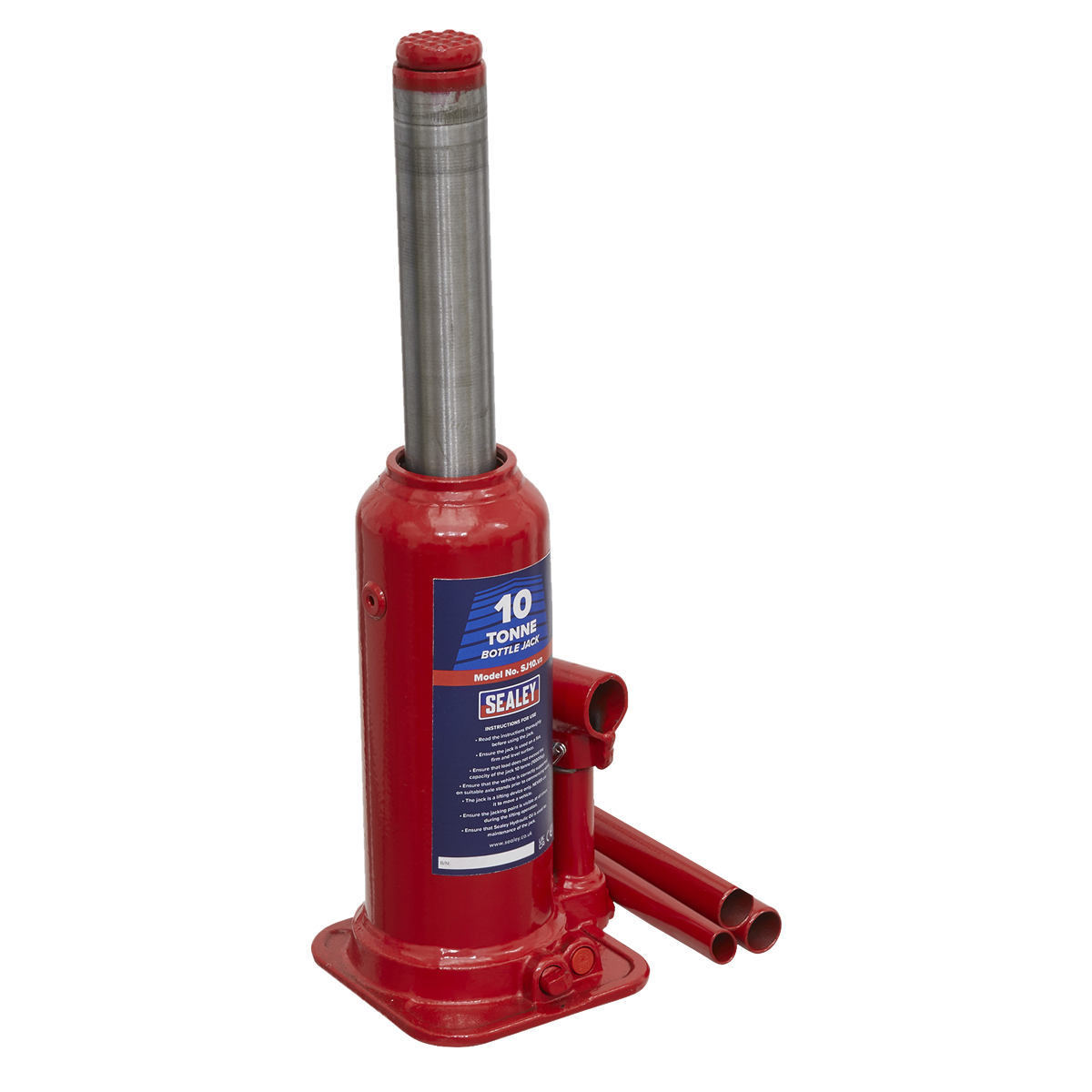 Sealey Bottle Jack Lift With Overload Valve & 2-Piece Handle 10 Tonne SJ10