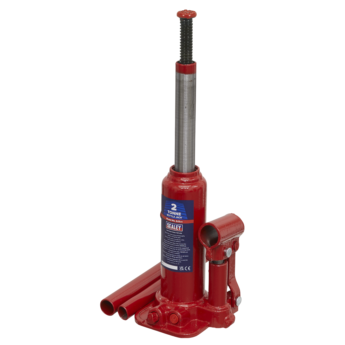 Sealey Bottle Jack Lift With Overload Valve & 2-Piece Handle - 2 Tonne SJ2