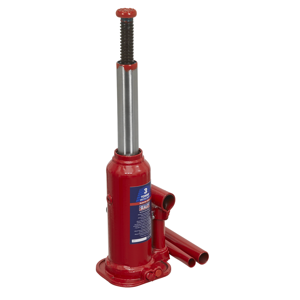 Sealey Bottle Jack Lift With Overload Valve & 2-Piece Handle - 3 Tonne SJ3