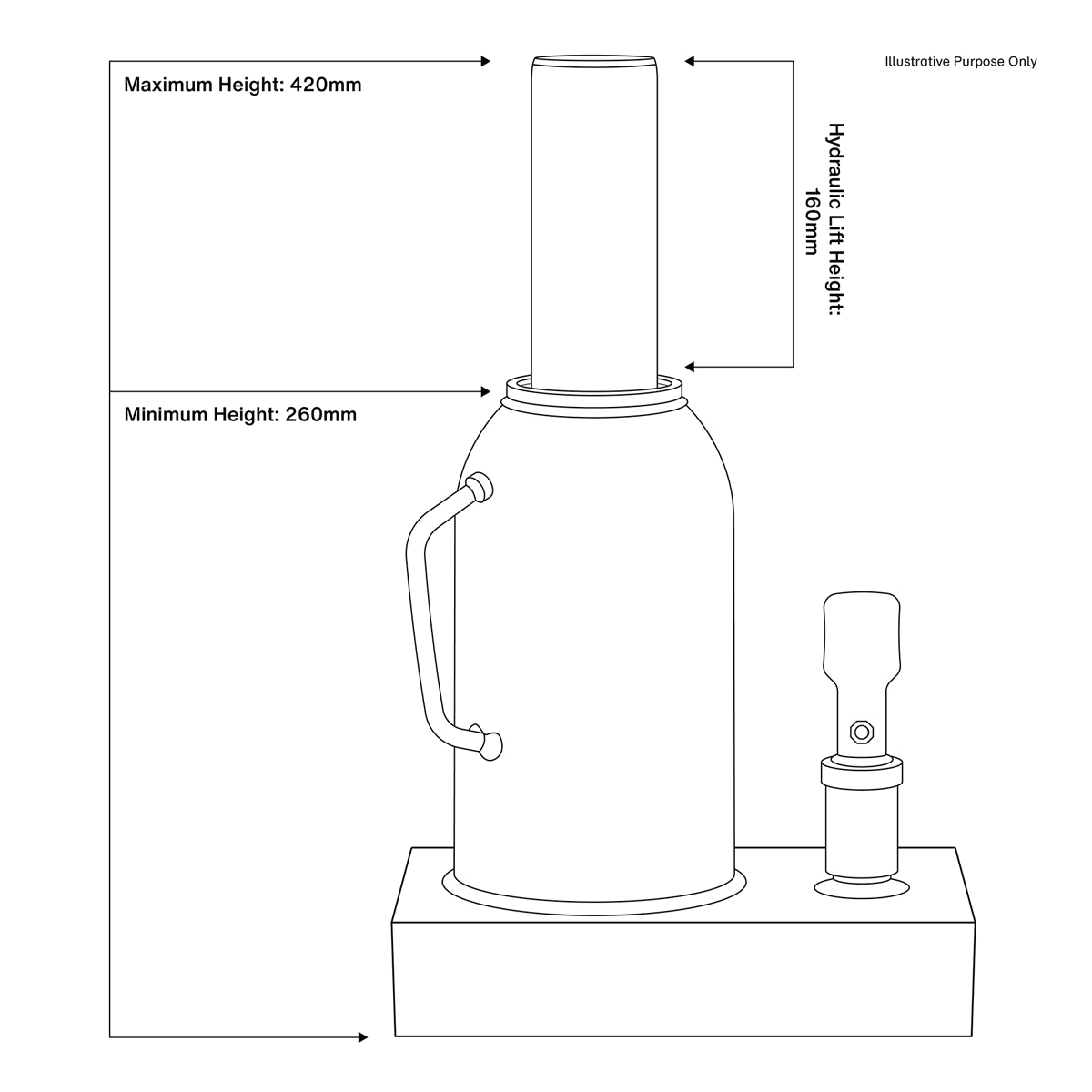 Sealey Bottle Jack Lift With Overload Valve & 3-Piece Handle 30 Tonne SJ30
