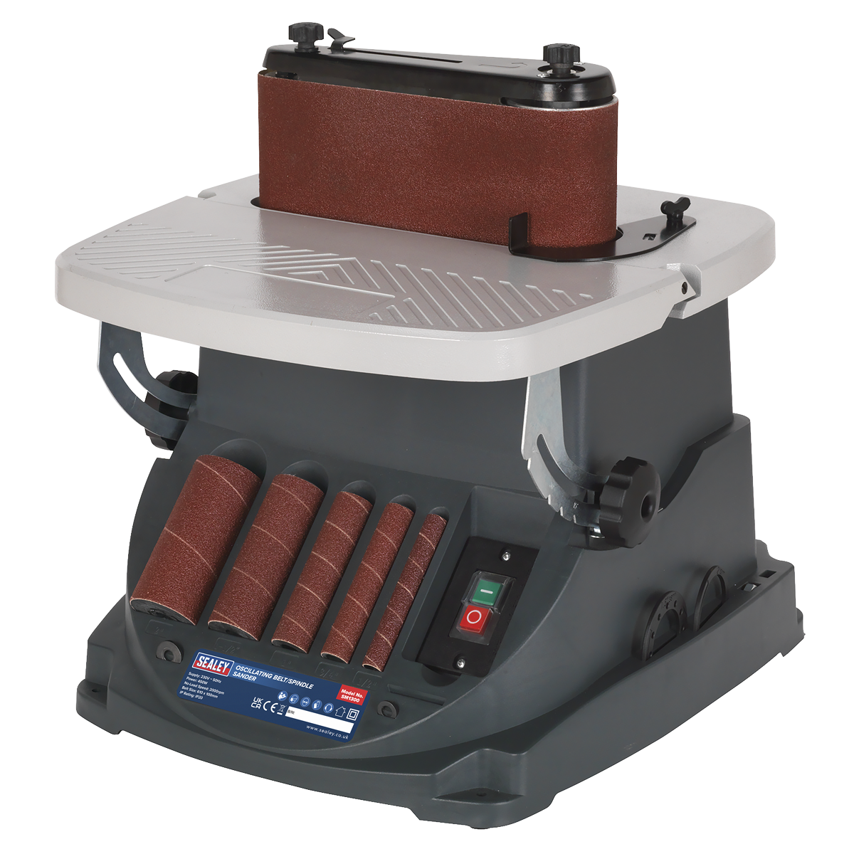 Sealey Oscillating Belt & Spindle/Bobbin Sander With Tilting Front Table SM1300