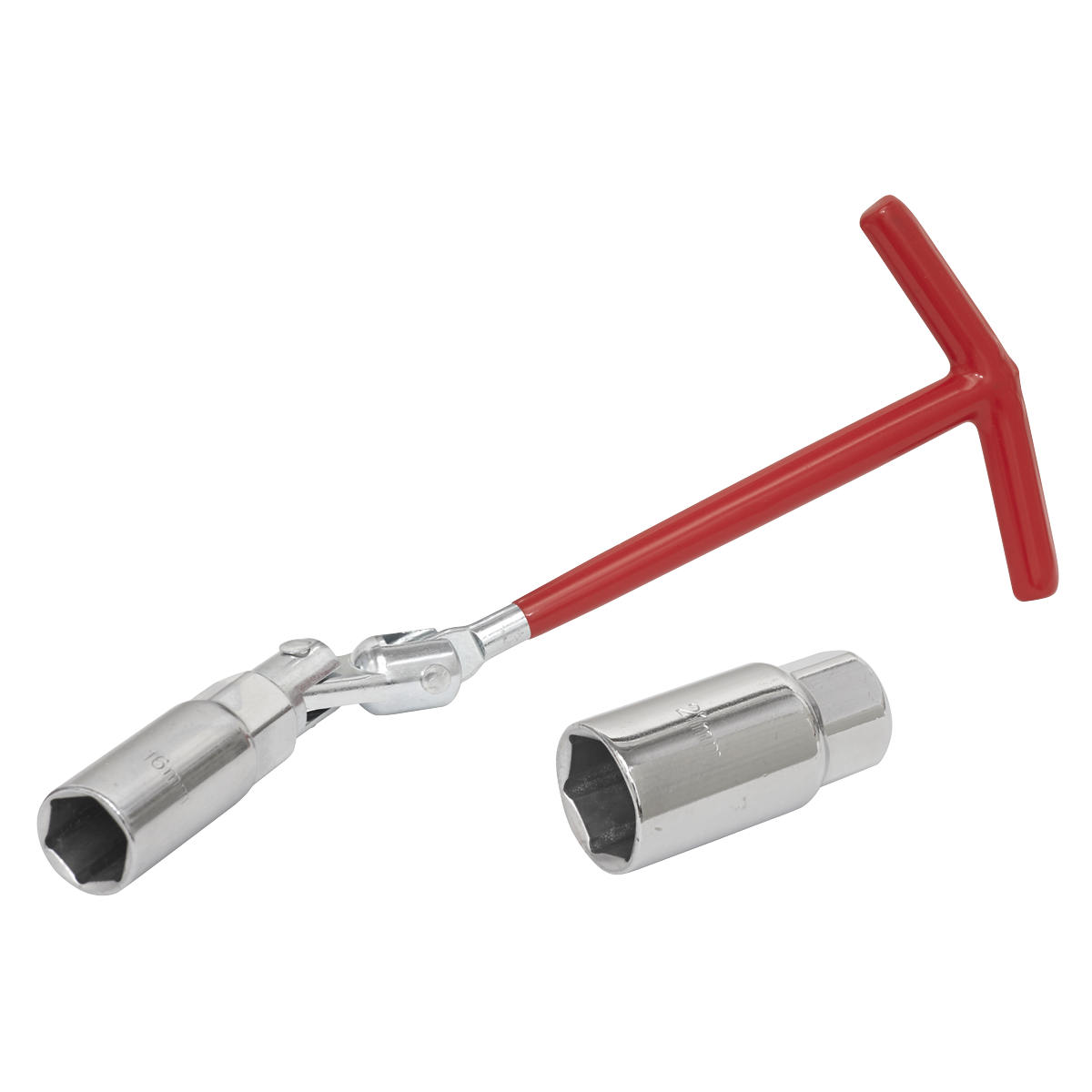 Sealey Spark Plug T-Bar Wrench 16mm 21mm 3/8" Square Drive Rubber Sleeved SMC57