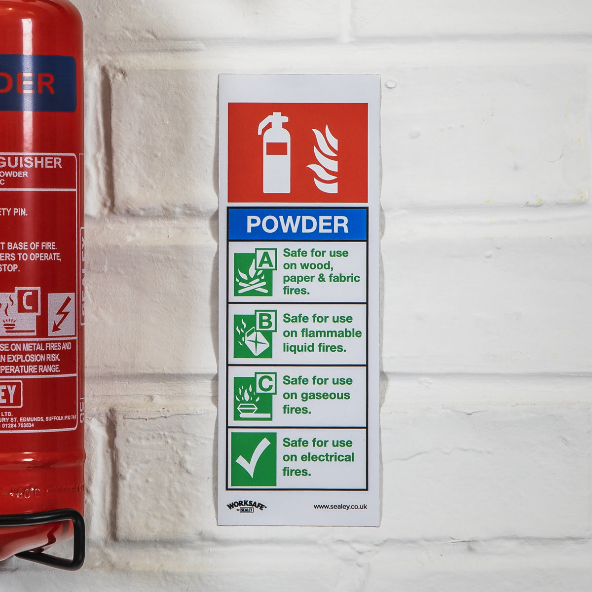 Sealey Safe Conditions Safety Sign Powder Fire Extinguisher Rigid Plastic SS52P1