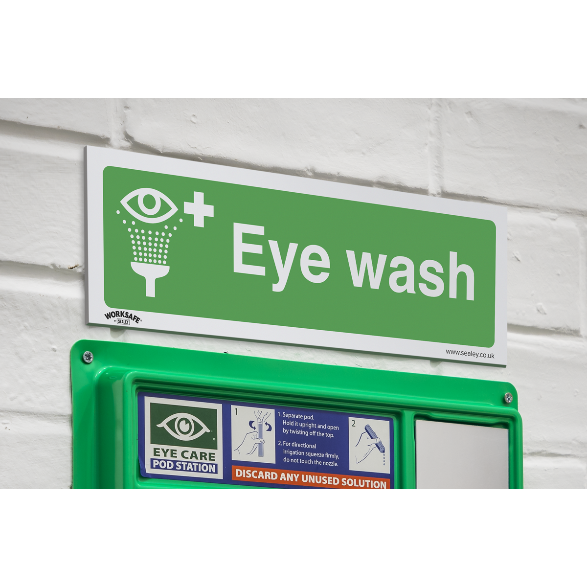 Sealey Safe Conditions Safety Sign Eye Wash Rigid Plastic 300 x 100mm SS58P1