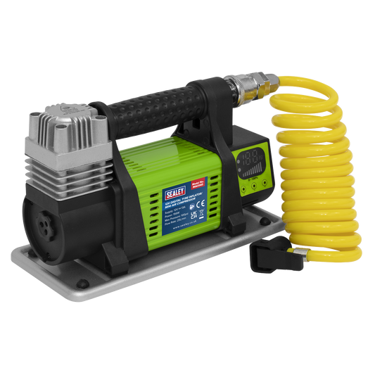 Sealey 12V Digital Tyre Inflator Mini Air Compressor With 2m Hose MAC04D