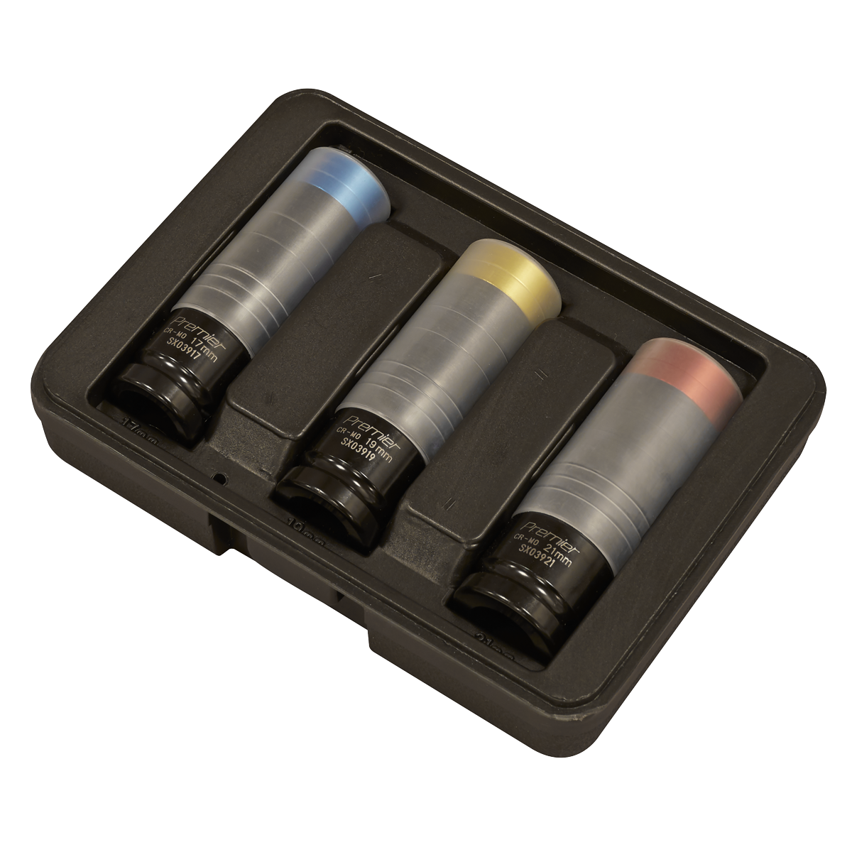 Sealey Alloy Wheel Ultra-Power Impact Socket Set 3pc 1/2" Square Drive SX039
