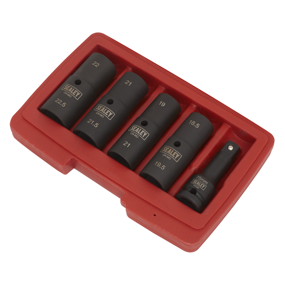 Sealey 80mm 1/2" Square Drive Double Ended Impact Socket Set 5 Pieces SX1820