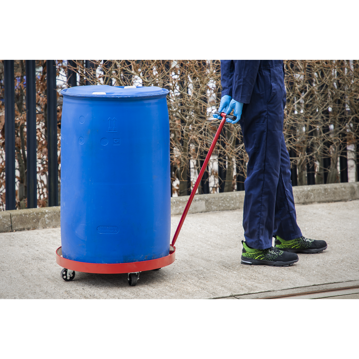 Sealey Drum Dolly With Handle & 4 Large Diameter Metal Castors 205 Litres TP205H