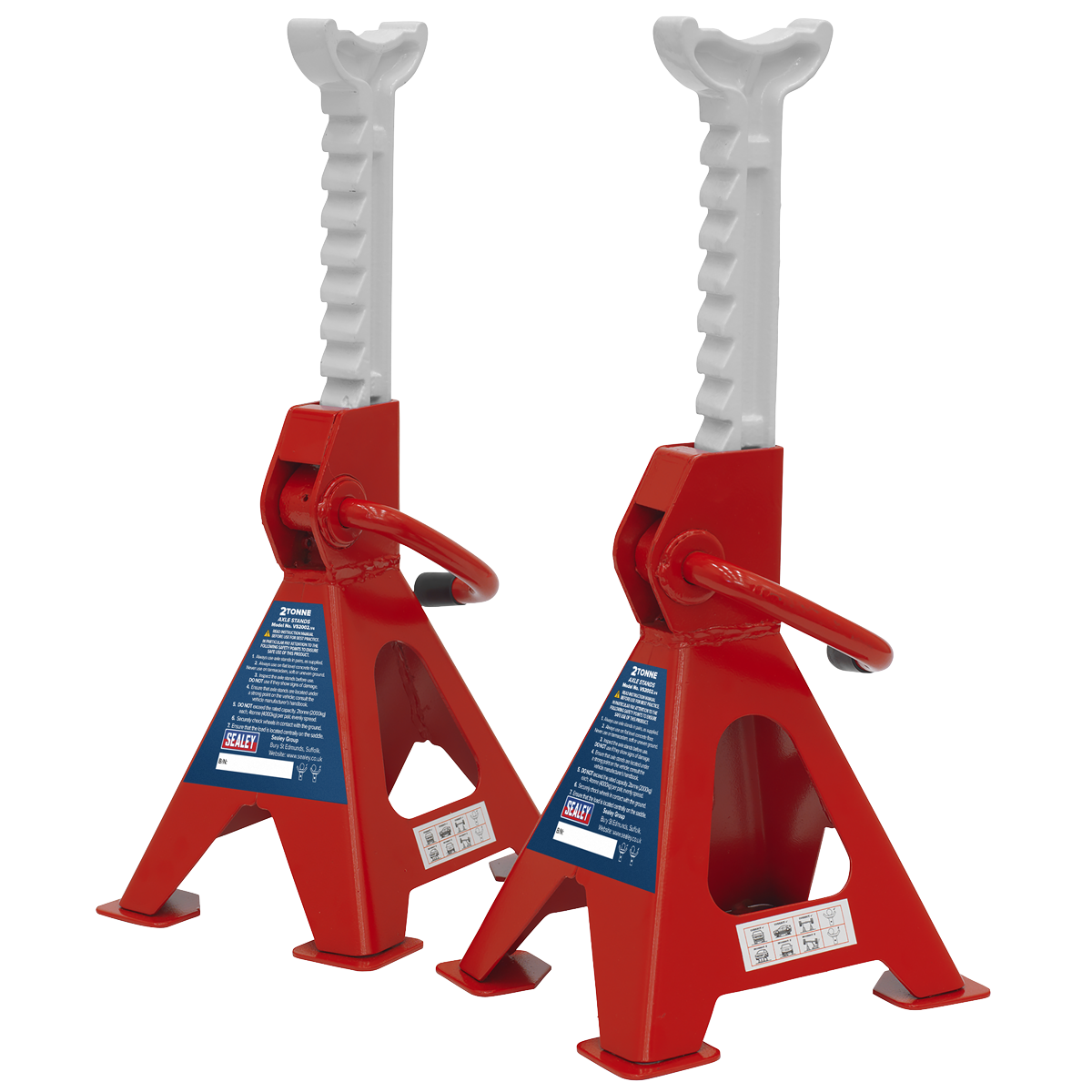 Sealey Load Axle Stands 2 Tonne Capacity/Stand 4 Tonne/Pair Ratchet Type VS2002