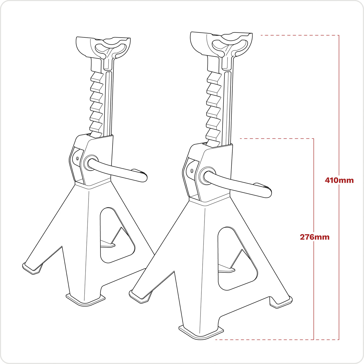 Sealey Load Axle Stands 2 Tonne Capacity/Stand Ratchet Type HiVis Green VS2002HV