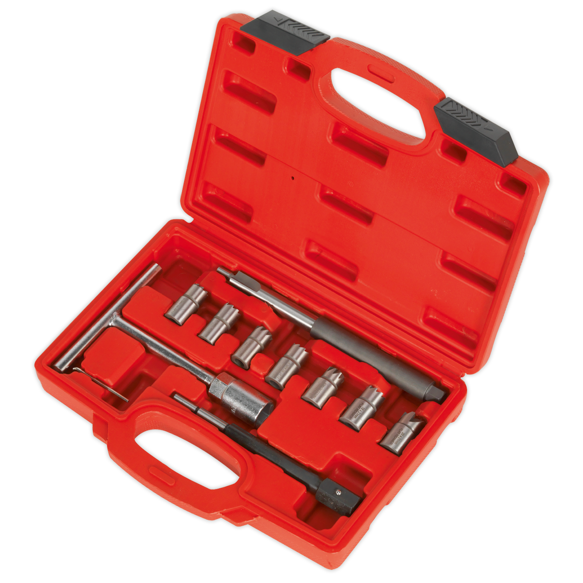 Sealey Diesel Injector Seat Cleaner Set Centring Pilot and T-Handle 10pc VS2055
