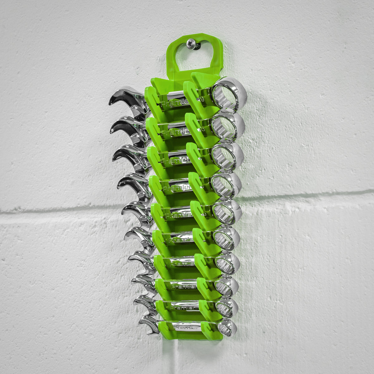 Sealey TPR Material Spanner Rack Capacity 10 Stubby Spanners Hi-Vis Green WR10HV