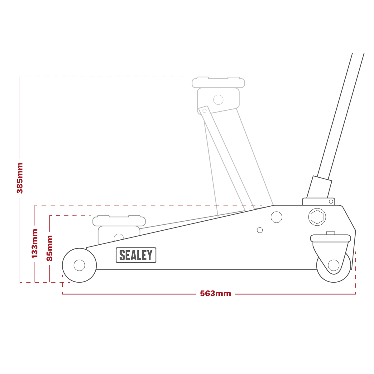 Sealey 2 Tonne Low Entry Short Chassis Trolley Jack Hi-Vis Set 1020LEHVBAGCOMBO