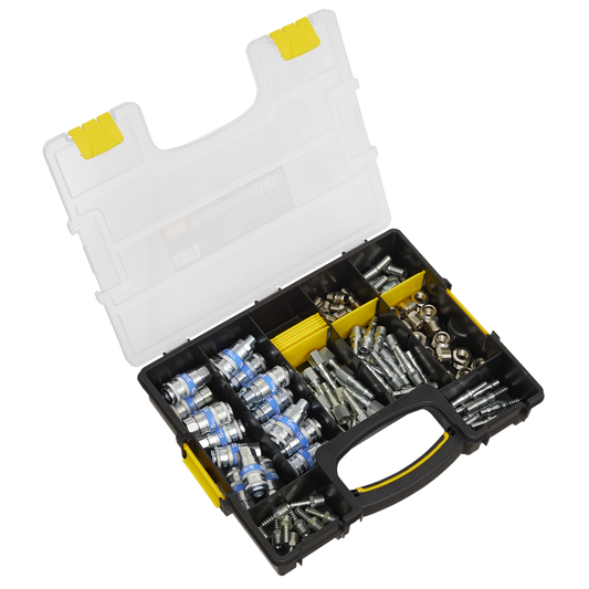 Sealey Air Coupling Kit Nine Compartment Composite Storage Case 110 Pcs AC110K