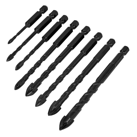 Sealey Tile & Glass Drill Bit Set 8 Pieces Hex Shank Precise Alignment DBGC1