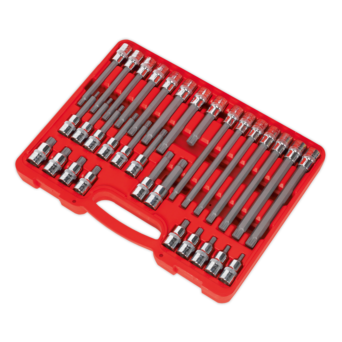 Sealey 32pc 1/2" Square Drive Ribe Socket Bit Set Chrome Vanadium Steel AK2198