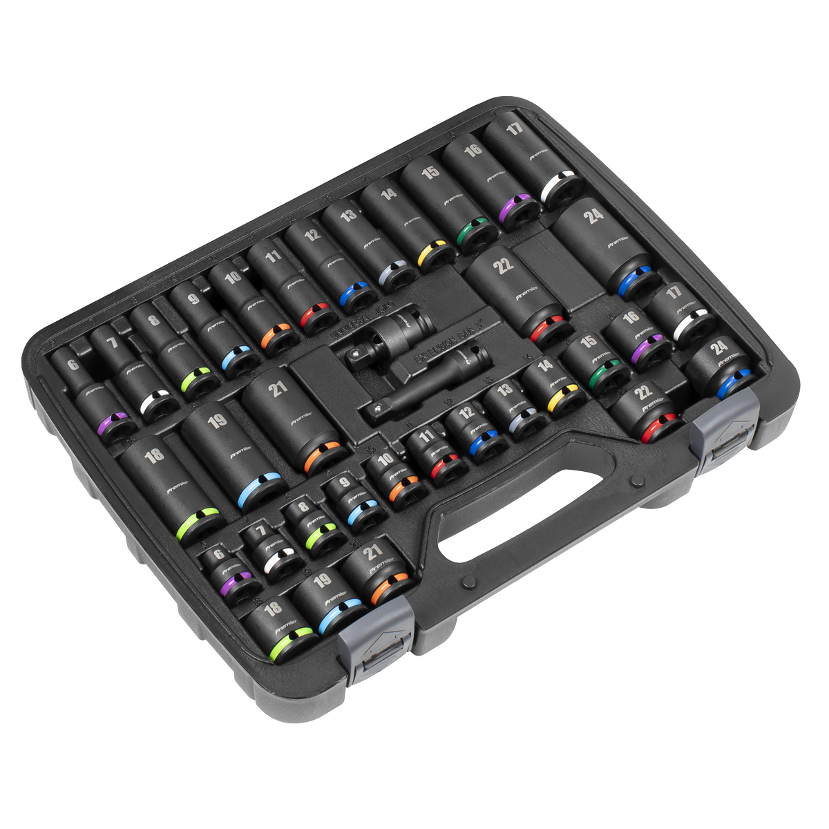 Premier Impact Socket Set 3/8" Square Drive 36 Pieces Hardened Tempered AK5633M