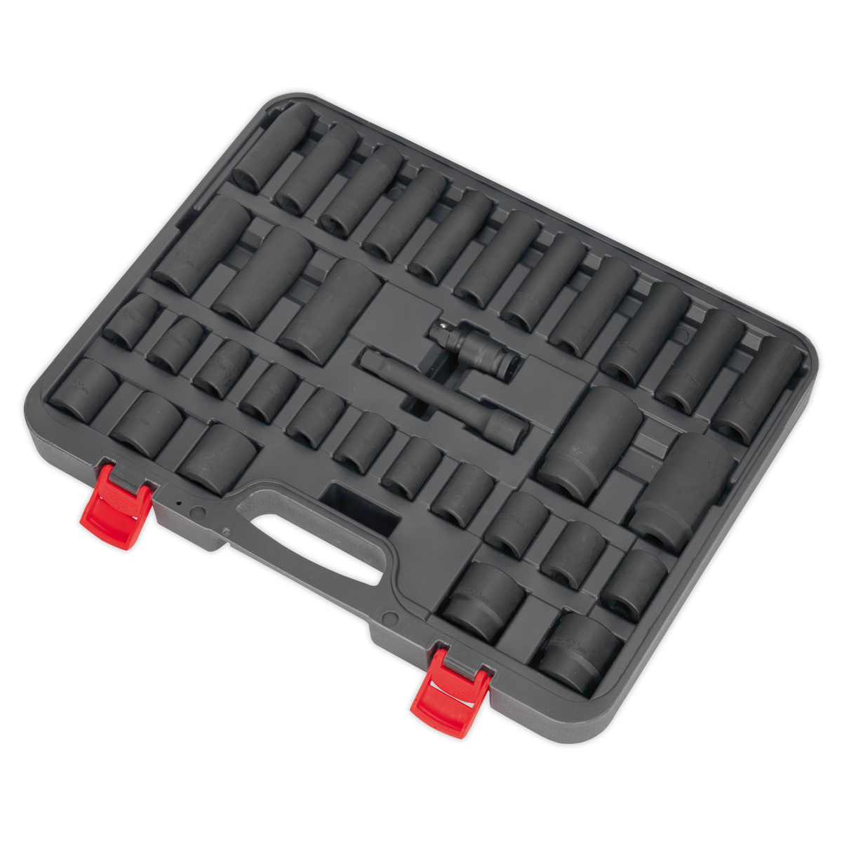 Sealey Impact Socket Set 34 Pieces 1/2" Square Drive Metric Black AK5634M