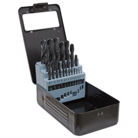 Sealey HSS Roll Forged Drill Bit Set 25pc 1-13mm 118° Point Tip DBS25RF