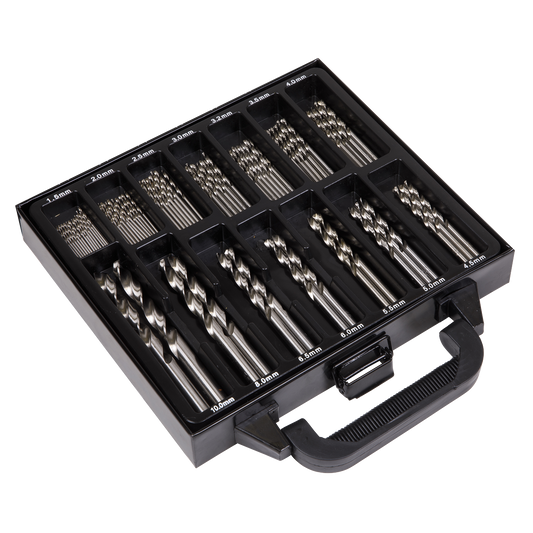Sealey Drill Bit Set Fully Ground Clog-Free Swarf Clearance 99 Pieces DBS99FG